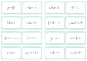 Vorschau - Spiele - Merk es dir! Spiel zu Synonymen Adjektive und Verben DAZ - Seite 1