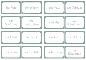 Vorschau - Spiele - Merk es dir! Merkspiel zu Synonymen Nomen (mit Artikel) - DAZ - Seite 1