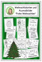 Vorschau - Mal- und Bastelvorlagen - Weihnachtskarten und Ausmalbilder "Frohe Weihnachten" - Deckblatt