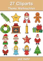 Vorschau - Mal- und Bastelvorlagen - Farbiges Clipartsset Thema Weihnachten - Seite 1