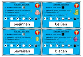 Vorschau - Spiele - Würfelkarteien: Verben im Präsens, Präteritum, Perfekt und Plusquamperfekt - Sparpaket (Klasse 2-4) - Seite 3