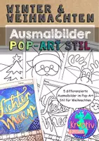 Vorschau - Mal- und Bastelvorlagen - Weihnachten Popart Ausmalbilder Kunststunde - Deckblatt