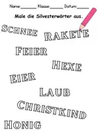 Vorschau - Arbeitsblätter - Silvester Anmalen Wortschatz - Deutsch/DaZ/DaF/Kunst - Klasse 1 und 2 - Seite 2