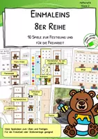 Vorschau - Stationenlernen - Einmaleins /1x1) - 8er-Reihe – 10 Lernspiele für Freiarbeit - Klasse 2 - Deckblatt
