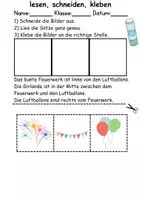Vorschau - Arbeitsblätter - Silvester Leserätsel - Lesen, schneiden, kleben - DaZ/DaF, Deutsch, Sachunterricht - Seite 1