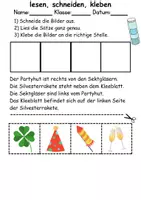 Vorschau - Arbeitsblätter - Silvester Leserätsel - Lesen, schneiden, kleben - DaZ/DaF, Deutsch, Sachunterricht - Seite 2