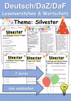 Vorschau - Arbeitsblätter - Silvester Leseverstehen und Wortschatz - DaZ/DaF, Deutsch, Sachunterricht - Deckblatt