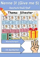 Vorschau - Arbeitsblätter - Nenne 3 (Give me 5) Silvester - DaZ/DaF, Deutsch (Spiel) - Deckblatt