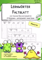 Vorschau - Arbeitsblätter - Lernwörter - Faltblatt - Rechtschreiben üben - Monster - Deckblatt