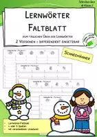 Vorschau - Arbeitsblätter - Lernwörter - Faltblatt - Rechtschreiben üben - Schneemann - Deckblatt