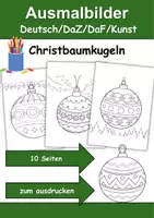 Vorschau - Arbeitsblätter - Ausmalbilder Thema Christbaumkugeln - Grundschule - Bastelvorlagen - Deckblatt