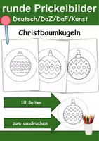 Vorschau - Arbeitsblätter - runde Prickelbilder / Fensterbilder Thema Christbaumkugeln - Grundschule - Bastelvorlagen - Deckblatt