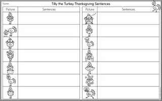 Aperçu - Feuilles d'exercices - Thanksgiving Turkey - Matching Activity - Page 3