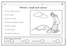anteprima - Esercizi - Winter read and colour - 8 immagini; 2 versioni differenziate (inglese) - Pagina 3