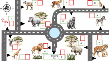 Vorschau - Arbeitsblätter - Wegbeschreibung Zoo/ Safari - Deckblatt