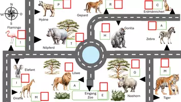 Vorschau - Arbeitsblätter - Wegbeschreibung Zoo/ Safari - Seite 1