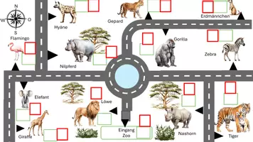 Vorschau - Arbeitsblätter - Wegbeschreibung Zoo/ Safari - Seite 2