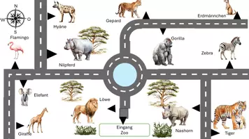 Vorschau - Arbeitsblätter - Wegbeschreibung Zoo/ Safari - Seite 3