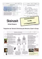 Vorschau - Unterrichtsreihen - Komplette Einheit Steinzeit: Epoche, Ursprung der Menschheit, Eiszeit, Tierwelt - Deckblatt