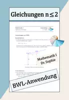 Vorschau - Arbeitsblätter - Lineare Kostenfunktion Quadratische Umsatzfunktion - Deckblatt