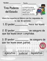Vista previa - Hojas de trabajo - Estudios Sociales Los Tres Poderes del Estado - página 1
