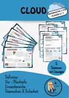 Vorschau - Arbeitsblätter - Materialpaket: Cloud Stationenarbeit + Brettspiel - Deckblatt