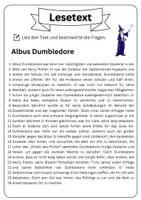 Vorschau - Arbeitsblätter - Leseverständnis - Albus Dumbledore + Lösungen - Seite 1