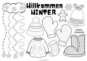 Vorschau - Arbeitsblätter - Schwungübungen Vorschule - Kreativmatte "Winter" - Schwungübungen - malen & zeichnen | Vorschule | Schwungübungen Klasse 1 | Winter Kindergarten | Aufgaben für Schnelle | Ich bin fertig Aufgaben | Lückenfüller | Ausmalbilder Winter - Seite 1