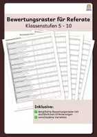 Vorschau - Lehrpläne/Lehrermaterial - Bewertungsraster für Referate/Vorträge - Klassenstufen 5 bis 10 - Deckblatt