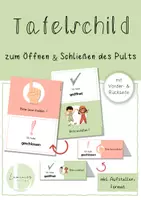 Vorschau - Fördermaterial/Inklusion - Tafelschild - zum Öffnen & Schließen des Pults - Deckblatt