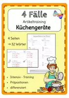 Vorschau - Arbeitsblätter - 4 Fälle Grammatik Vorgangsbeschreibung Küchengeräte - Deckblatt