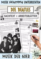 Vorschau - Arbeitsblätter - Musikalische Zeitreise: Die BEATLES Merktext + tolle Arbeitsblätter (Die Sechziger Jahre) - Deckblatt