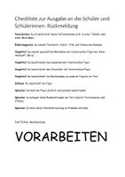 Vorschau - Arbeitsblätter - Checkliste Charakterisierung literarische Figur Rückmeldung Plenum Kriterien - Deckblatt