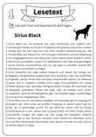 Vorschau - Arbeitsblätter - Leseverständnis - Sirius Black + Lösungen - Seite 1