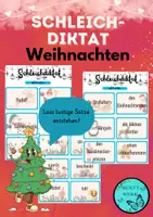 Vorschau - Arbeitsblätter - Schleichdiktat Weihnachten, Übung zum Schreiben, lustige Sätze - Deckblatt