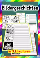 Vorschau - Unterrichtsreihen - 22 Bildergeschichten mit Ausmalbildern in den Lineaturen für Klasse 2 bis 4 (D-A-CH) - Deckblatt
