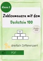 Vorschau - Arbeitsblätter - Zahlenmauern mit dem Deckstein 100 bilden | Mathematik Klasse 2 - Deckblatt