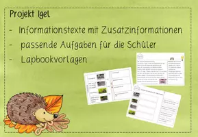 Vorschau - Unterrichtsreihen - Projekt Igel Kl.2-4 (Arbeitsblätter, Lapbookvorlagen) - Deckblatt
