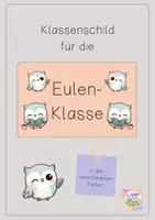 Vorschau - Poster - Klassenschild für deine Eulen-Klasse - Deckblatt