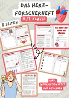 Vorschau - Arbeitsblätter - Das Herz- Forscherheft (8. Seiten) inkl. Informationstext | Unterrichtsreihe "Der Mensch", Biologie, 6./7. Klasse - Deckblatt