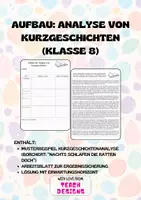 Vorschau - Arbeitsblätter - Aufbau Kurzgeschichtenanalyse (Klasse 8) - Deckblatt