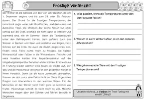 Vorschau - Arbeitsblätter - Differenzierte Lesetexte - "Frostige Winterzeit" I Kl. 1-3 - Seite 1