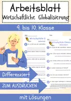 Vorschau - Arbeitsblätter - Wirtschaftliche Globalisierung Arbeitsblatt 9. & 10.Klasse Globaler Handel und Märkte Arbeitsblatt mit Lösungen - Deckblatt