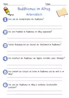 Vorschau - Arbeitsblätter - Buddhismus im Alltag Arbeitsblatt 9. & 10.Klasse Achtsamkeit und Meditation Arbeitsblatt mit Lösungen - Seite 1