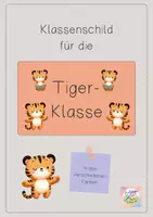 Vorschau - Poster - Klassenschild für deine Tiger-Klasse - Deckblatt