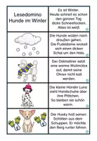 Vorschau - Stationenlernen - Lesedomino Hunde im Winter - Seite 1