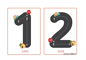 anteprima - Flashcard - Numeri 0-9 su strada - Pagina 1