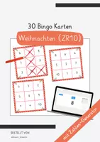 Vorschau - Spiele - Bingo Karten Weihnachten Zahlenraum 10 - Deckblatt