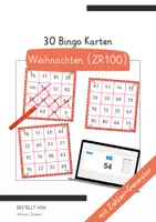 Vorschau - Spiele - Materialpaket Bingo Karten Weihnachten ZR10, ZR20 & ZR 50 inkl. Zahlengenerator für Smartboard/Digitale Tafel - Seite 1