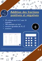 Aperçu - Feuilles d'exercices - Addition des fractions positives et négatives | mathématiques | 26 colonnes - Page de couverture